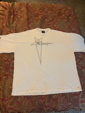 Rick Owens Champion Jumbo Shirt Size L Cream Color Made In Italy Authentic